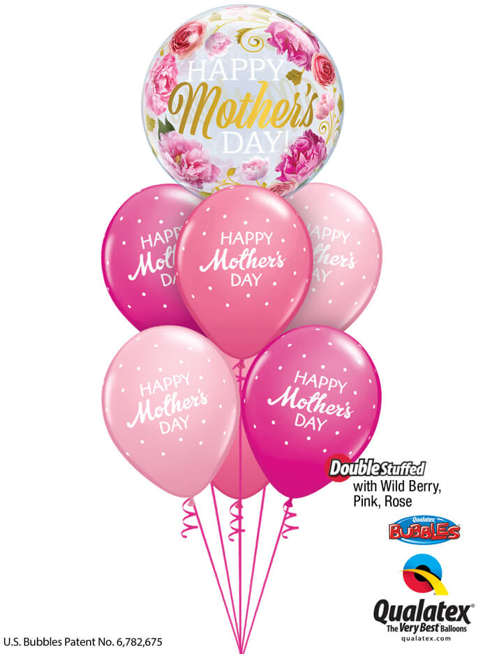 Bukiet 913 Wild Berry, Rose, & Pink Mother's Day Petite Polka Dots Qualatex #82541 85704-6 43791-2 43766-2 25572-2