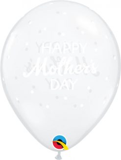11" / 28cm Mother's Day Petite Polka Dots Diamond Clear Qualatex #85704-1