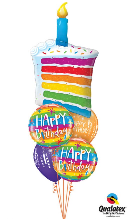 Bukiet 1019 Rainbow Birthday Cake Qualatex #49379 49043-2 52963-2