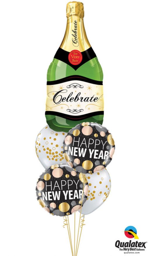 Bukiet 1129 Happy New Year Champagne Bubbles Qualatex #16122 58163-2 56844-2