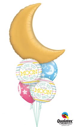 Bukiet 1043 Love You To the Moon and Back Bouquet Qualatex #36530 55382 24941 24940