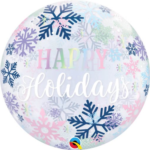 22" / 56cm Happy Holidays Snowflakes Qualatex #14834