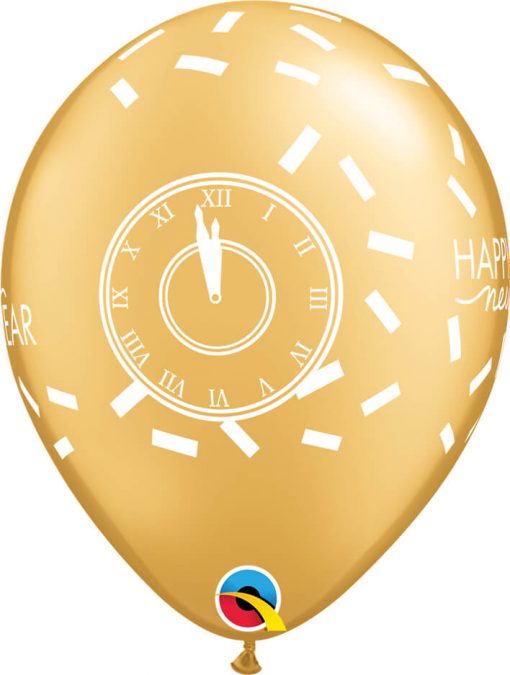 11" / 28cm New Year Confetti Countdown Asst of Gold, Silver Qualatex #46512-1