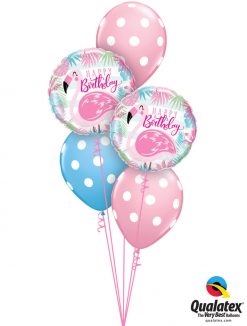 Bukiet 1152 Polka Dots & Pink Flamingos Qualatex #57274-2 14248-3