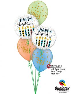 Bukiet 1188 Bright Polka Dots and Birthday Candles Qualatex #57289 56844-3 78389 74574 74572