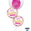 Bukiet 1181 Pink & Gold Confetti Birthday Bouquety Qualatex #57790 49170-2 25588