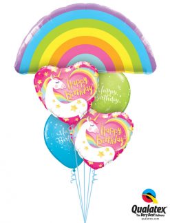 Bukiet 1207 Rainbows & Unicorns Birthday Qualatex #78556 57319-2 11983-2