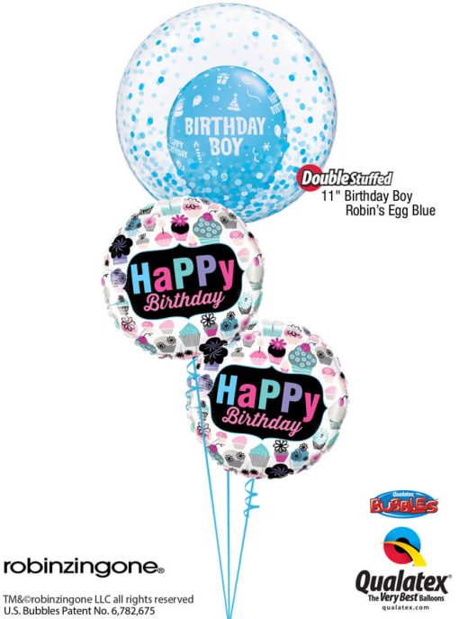 Bukiet 1220 Birthday Boy Confetti Bubble Qualatex #57789 78669-2 17920