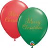11" / 28cm Simply Merry Christmas Asst of Red, Green Qualatex #97323-1