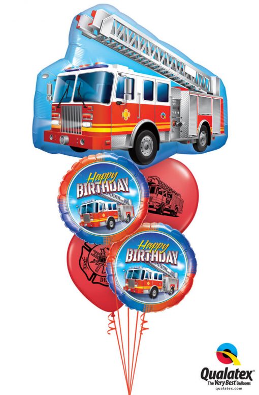 Bukiet 1253 Happy Birthday Firetruck Qualatex #16466 41686-2 86598-2