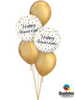 Bukiet 1247 Chrome™ Gold Happy Anniversary Qualatex #85847-2 58271-3