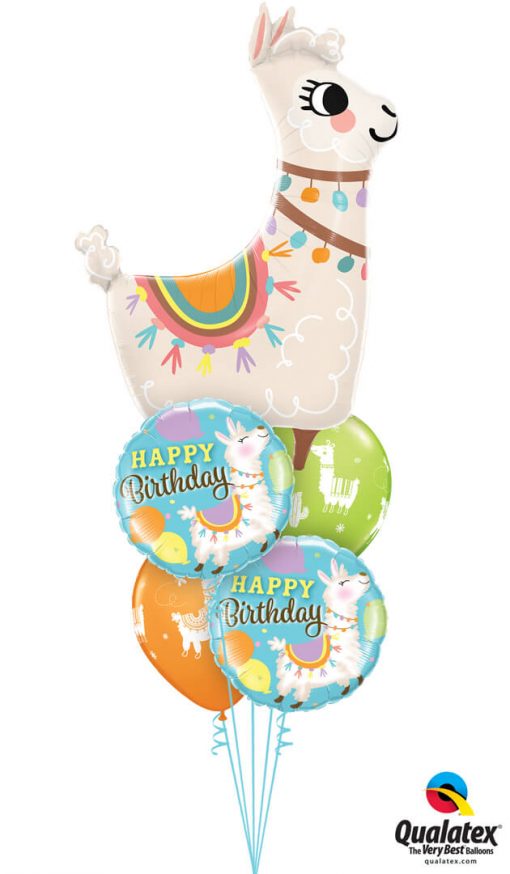 Bukiet 1254 "Loveable Llama" Birthday Qualatex #85914 85905-2 86589-2