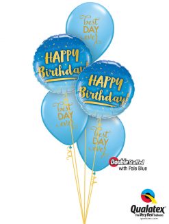 Bukiet 1342 Blue “Best Day Ever” Birthday Qualatex #78676-2 91019-3 43762-3