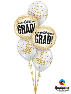 Bukiet 1326 Congrats, Grad! Gold Confetti Qualatex #82291-2 56844-3
