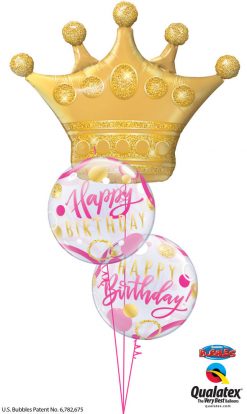 Bukiet 1363 Pink & Gold Birthday Crown Qualatex #49343 87745-2