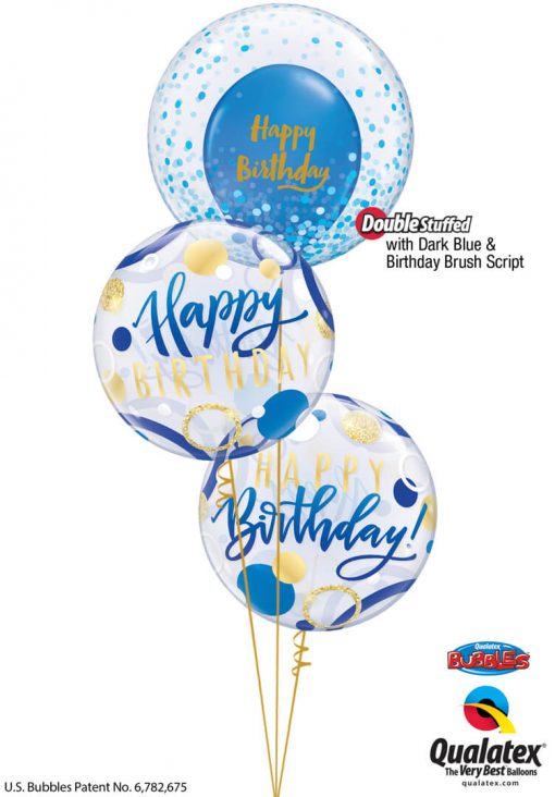 Bukiet 1353 Blue ‘N’ Gold Birthday Bubble Qualatex #57789 80569 43742 87748-2