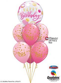 Bukiet 1382 Pink ‘N’ Gold Birthday Fun Qualatex #87745 56844-6 43791-3 43766-3