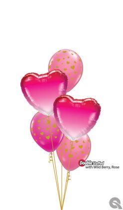 Bukiet 1652 Two Hearts One Love Qualatex #16761-2 85706-3 43791-2 25572