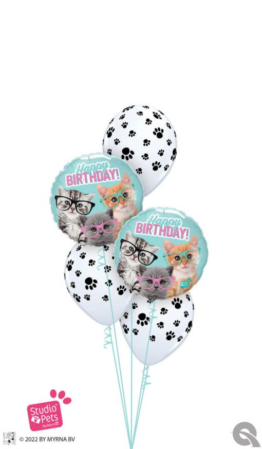 Bukiet 1618 Hope Your Birthday is the Cat’s Meow! Qualatex #19286-2 61888-3