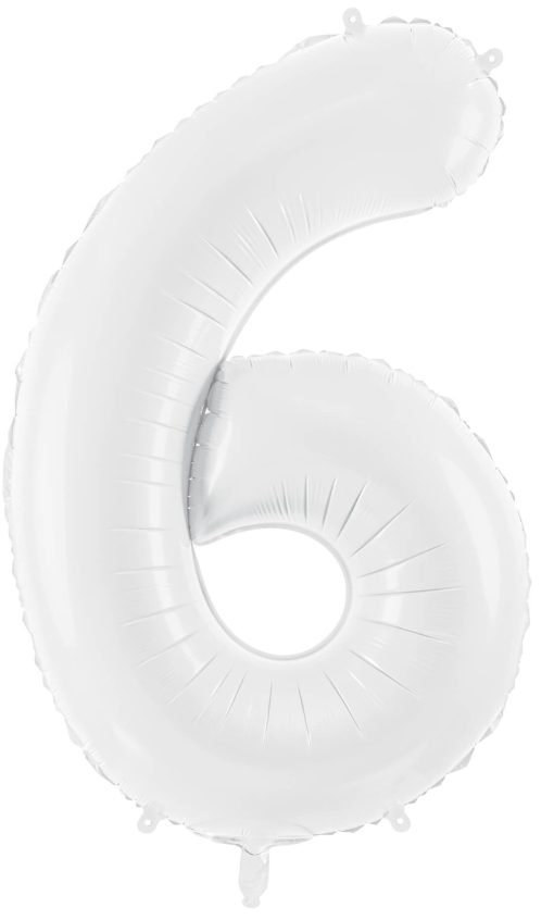 34" / 86cm Balon foliowy Cyfra ''6'' biały PartyDeco #FB130-6-008