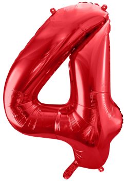 34" / 86cm Balon foliowy Cyfra ''4'' czerwony PartyDeco #FB1M-4-007