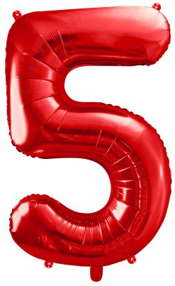 34" / 86cm Balon foliowy Cyfra ''5'' czerwony PartyDeco #FB1M-5-007