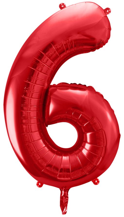 34" / 86cm Balon foliowy Cyfra ''6'' czerwony PartyDeco #FB1M-6-007