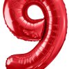 34" / 86cm Balon foliowy Cyfra ''9'' czerwony PartyDeco #FB1M-9-007